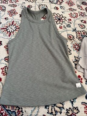Vuori Olive Gray Ribbed Racerback Tank